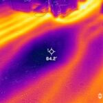 A thermal image of a room in a building.